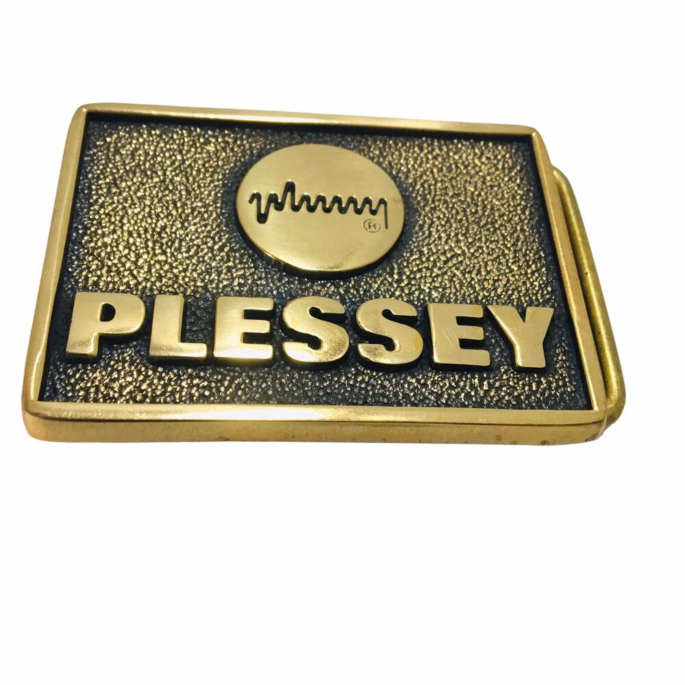 Plessey Belt Buckle Vintage Electronics Advertising Promo Promotional Western